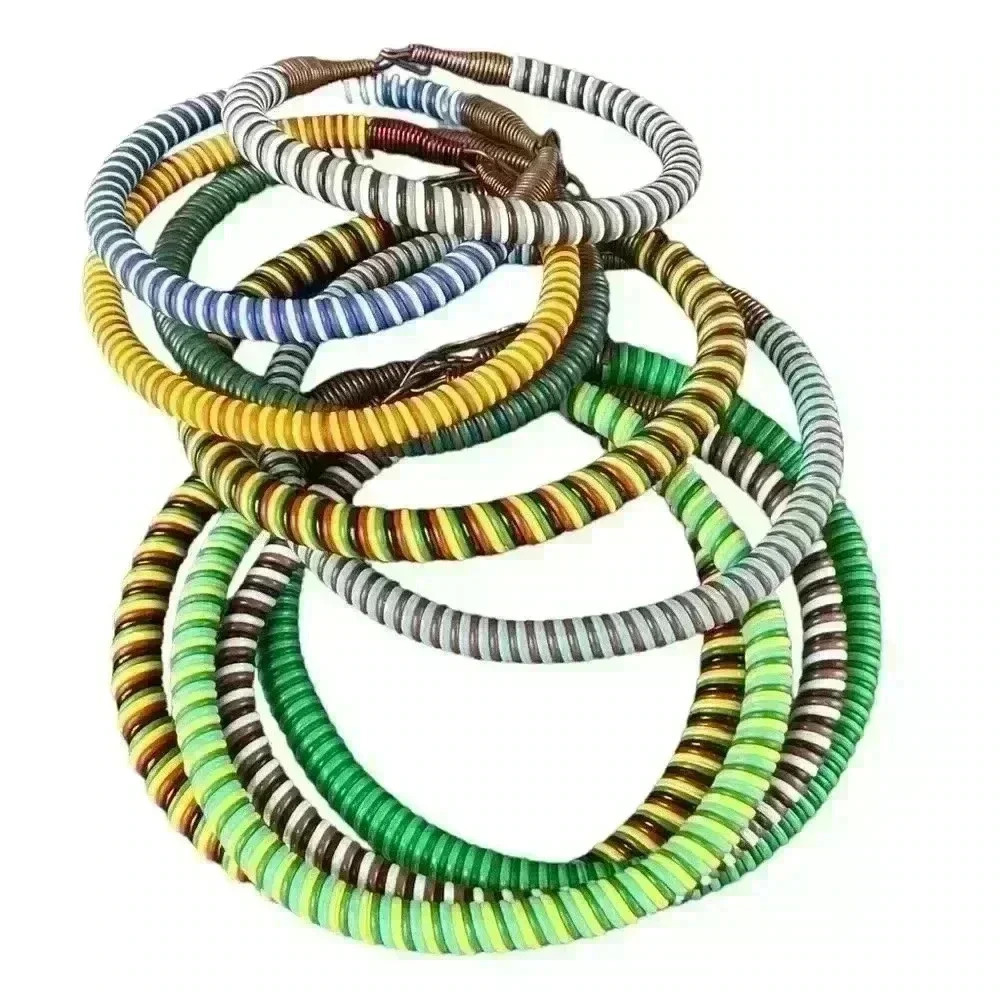 Lot of 10 multicolored handmade wire wrapped bracelets various sizes